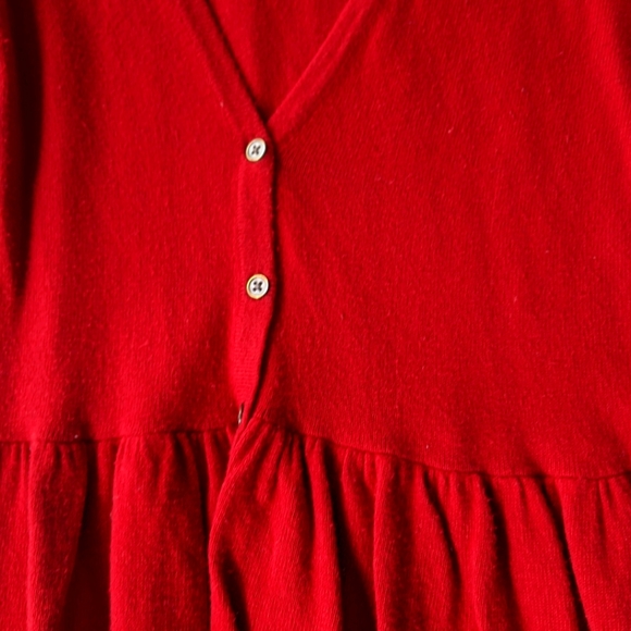Merona Red Knit Button Up Sweater with Ruffle Trim Size M - Picture 3 of 5